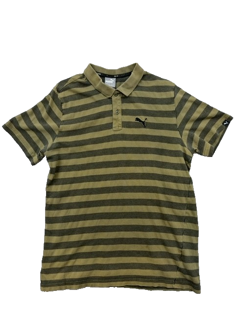 Puma Men's M Short Sleeve Khaki Stripe Polo Shirt
