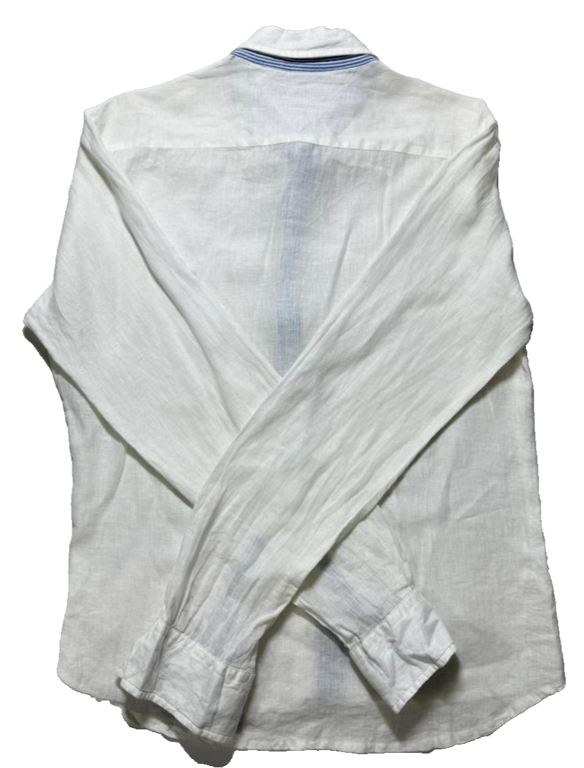 Tommy Hilfiger Follow Flag Detail Linen Relaxed Fit Shirt - Size M