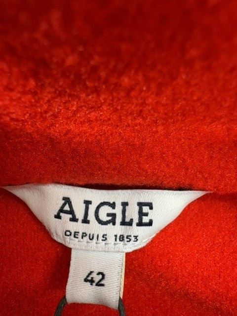 Aigle Red Fleece Zip Up Jacket High Collar Long Sleeve Unisex