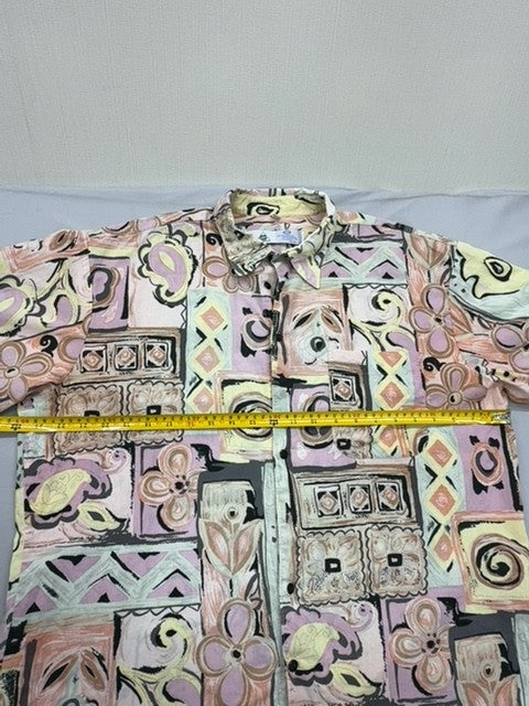 C&A Men's Multicolor Geometric Short Sleeve Cotton Shirt Size 42