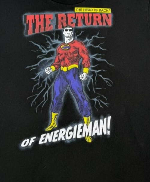 Energize Men's Black The Return Of Energieman Graphic Crewneck T-Shirt Size L