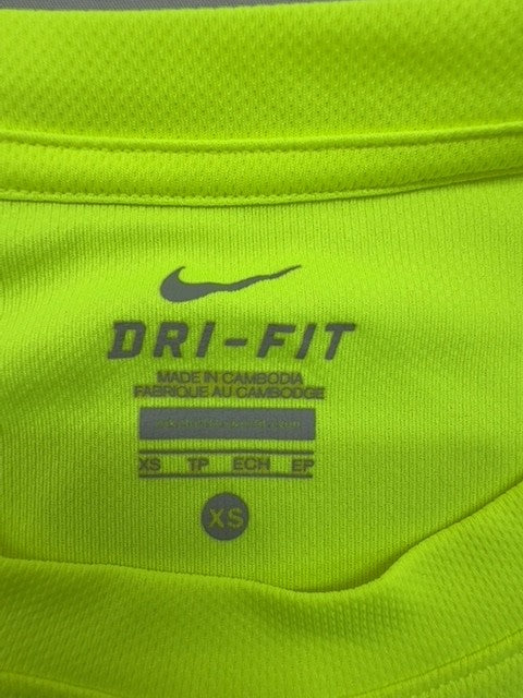 Nike Men's XS Lime Green Dri-FIT Running Short Sleeve T-Shirt