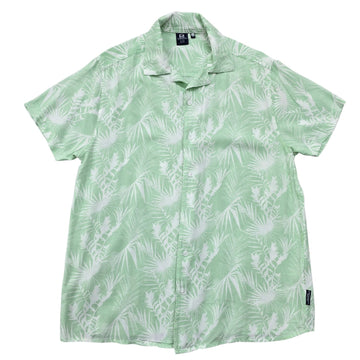 Maison Blaggio Men's Green Tropical Print Camp Collar Shirt M