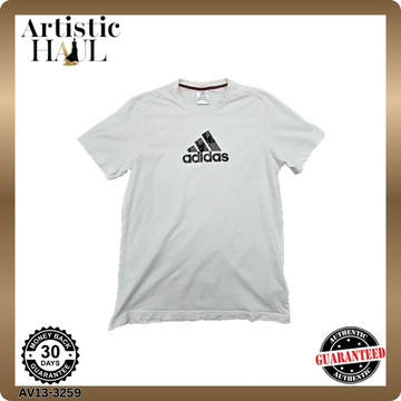Adidas Men's White T-Shirt Size L 100% Cotton Crewneck Short Sleeve