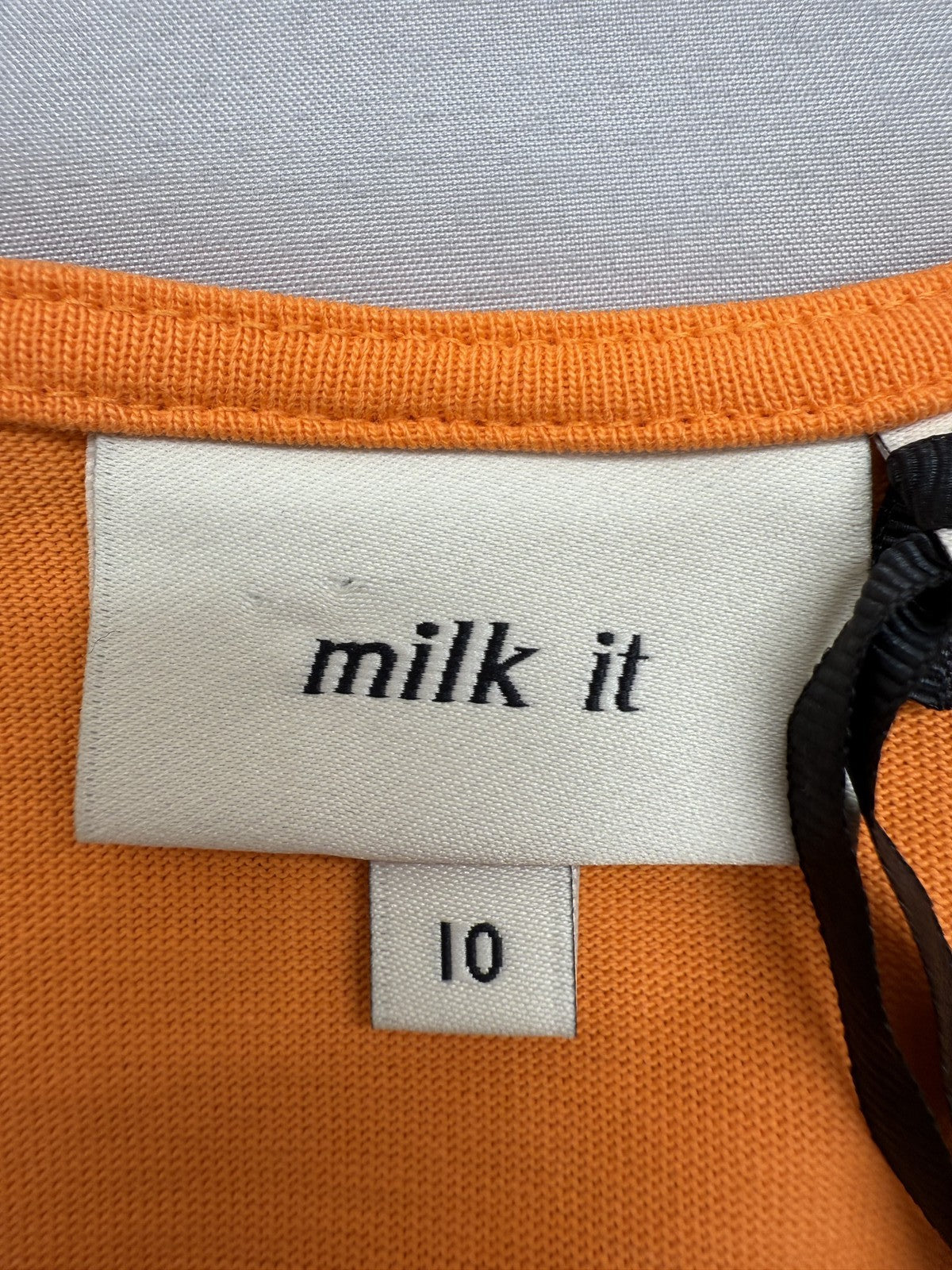 Milk It Orange Ruched Square Neck Long Sleeve Top Size 10