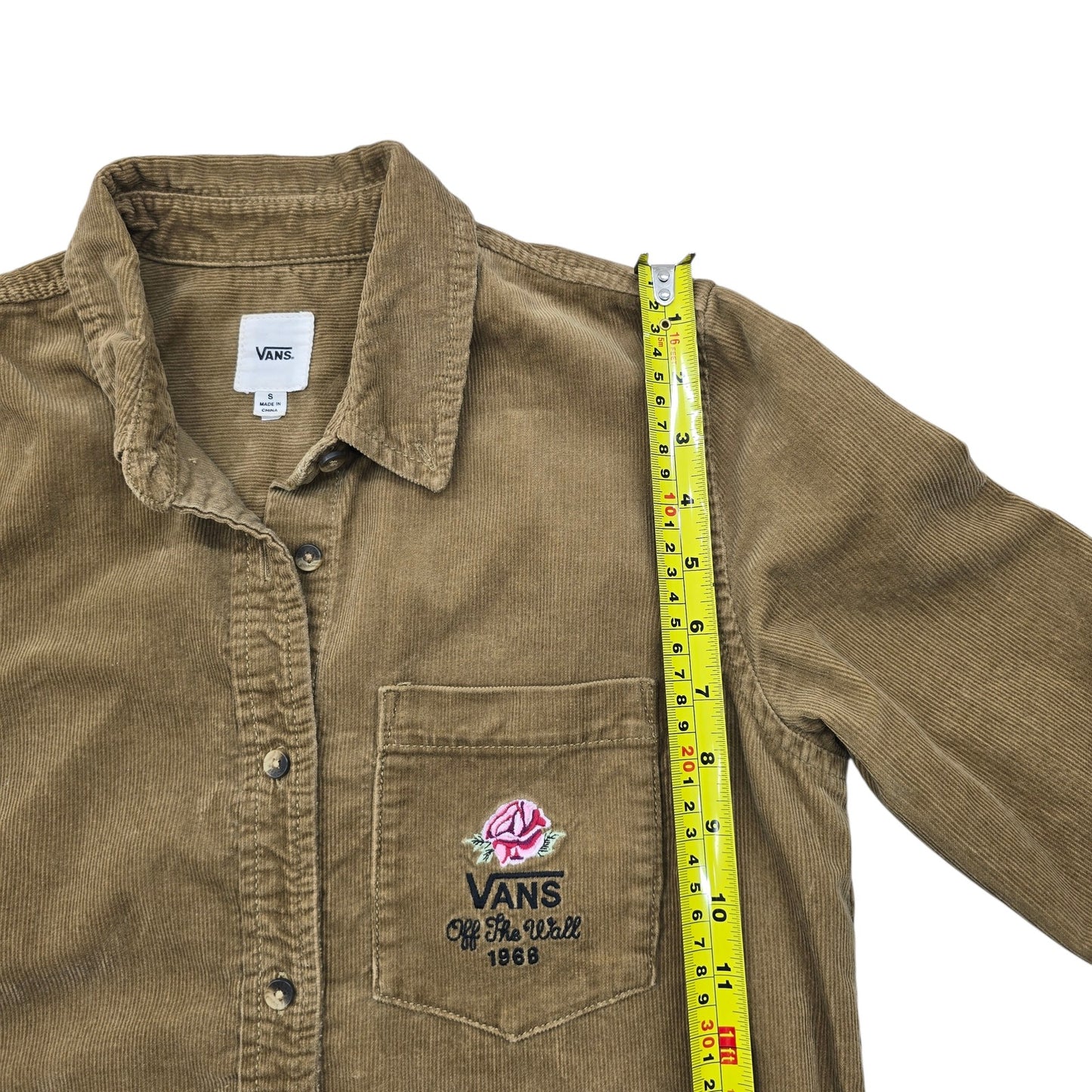 Vans Unisex Khaki Corduroy Button-Up Long Sleeve Shirt S