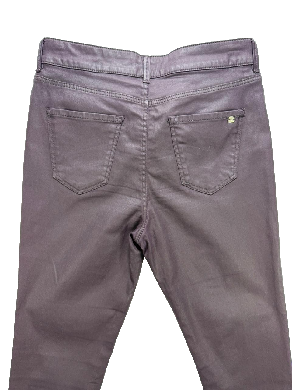 Massimo Dutti Jeans Women's - Purple Coated Wet Leather Look Biker Pant Trousers