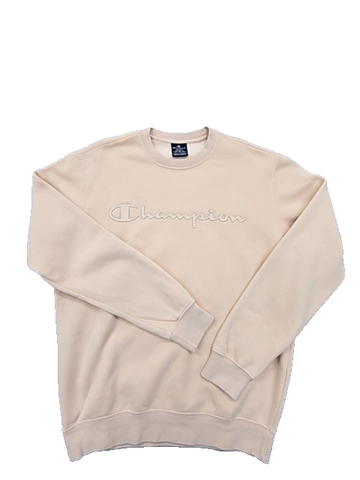 Champion Cream Fleece Pullover Sweatshirt Crewneck S