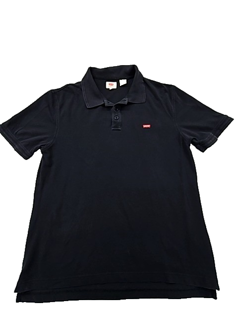 Levi's Men's Black Short Sleeve Polo Shirt L Cotton Logo