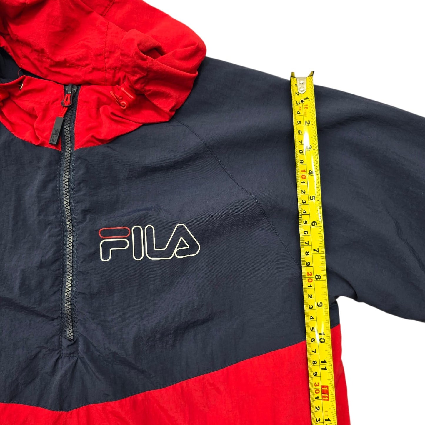 Fila Unisex Vintage Navy Red Track Jacket XS Full Zip Hood