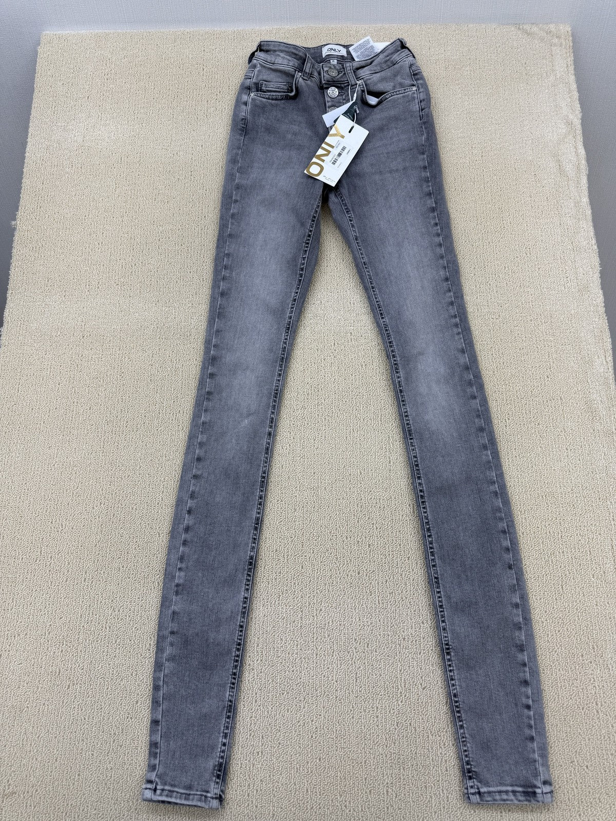 Only Women's XS Skinny High Waist Gray Denim Jeans Button Closure