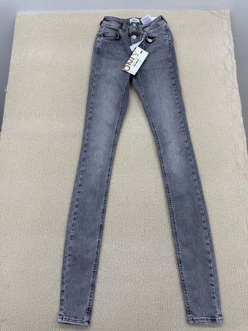 Only Women's XS Skinny High Waist Gray Denim Jeans Button Closure