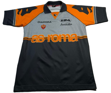 Diadora As Roma 1990S Grey Orange Training Shirt Ina Assitalia Logo L