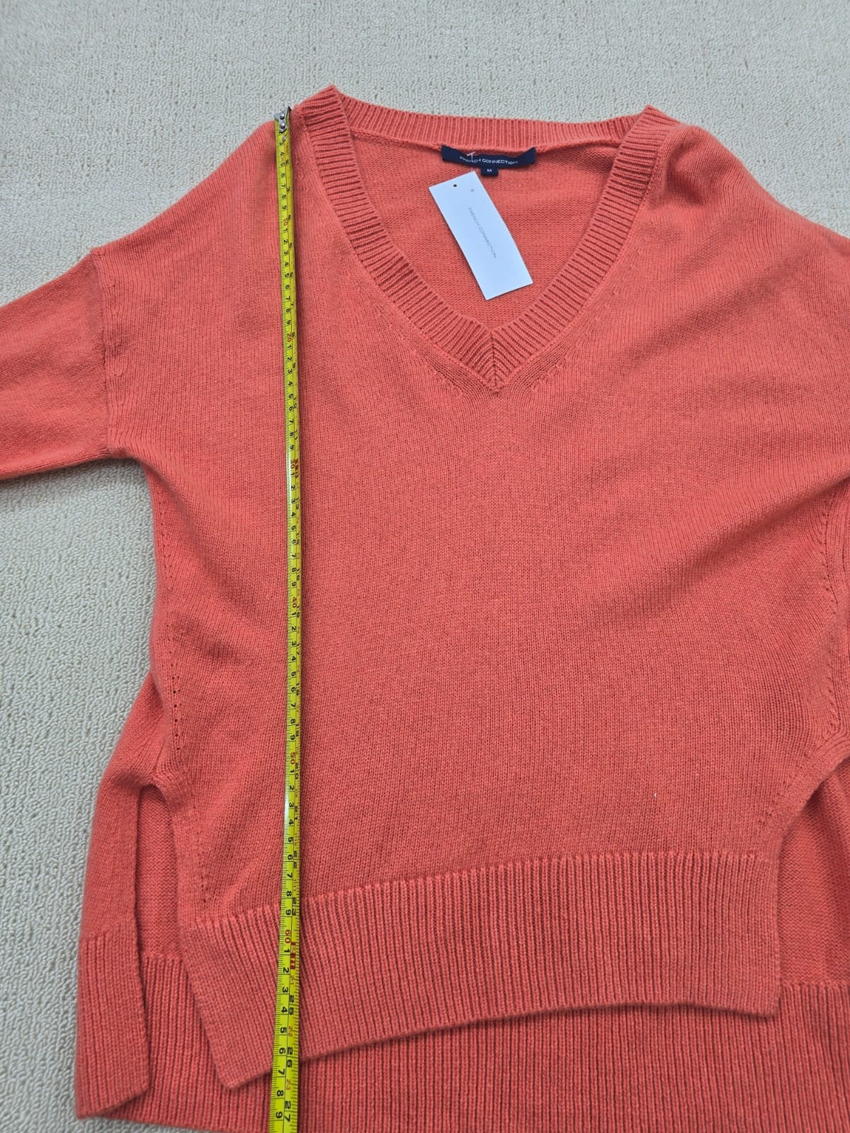 French Connection Coral V-Neck Wool Blend Sweater M