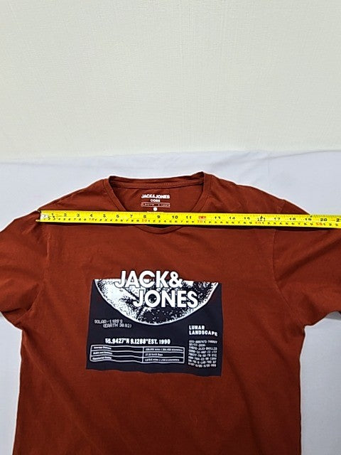 Jack & Jones Men's Rust Printed T-Shirt L Short Sleeve Cotton