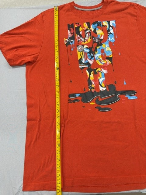 Nike Men's Orange Paint Splatter Short Sleeve T-Shirt Regular Cotton