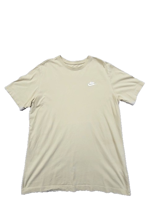 Nike Men's Beige T-Shirt – Size M, Short Sleeve, Crew Neck