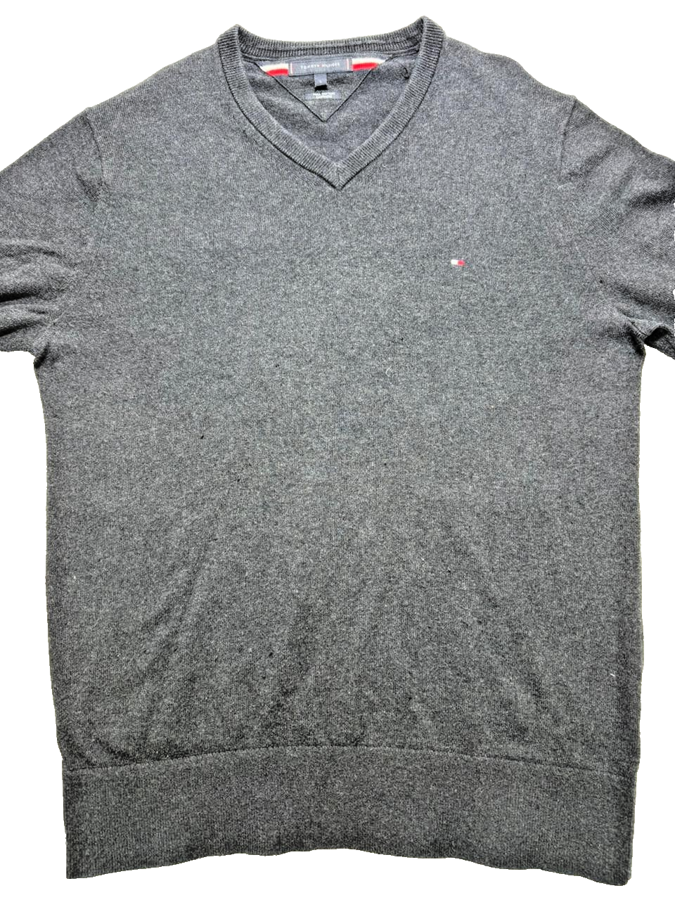 Tommy Hilfiger V-Neck Sweater Men's Large Dark Blue | Pima Cotton Cashmere