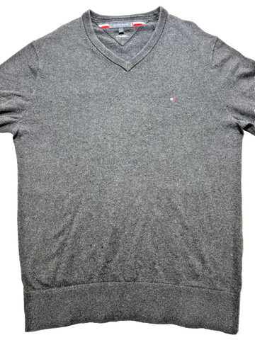 Tommy Hilfiger V-Neck Sweater Men's Large Dark Blue | Pima Cotton Cashmere