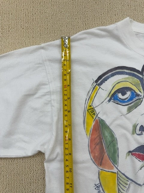 Crazy Life Unisex White Artistic Face T-Shirt Large Cotton