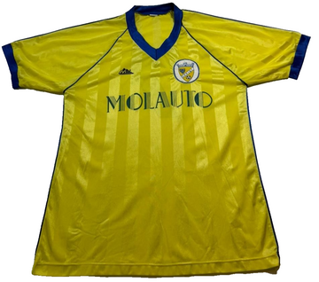 Vintage Crpjal Portugal Football Men's Yellow Blue Striped Molauto Number 7 S/L