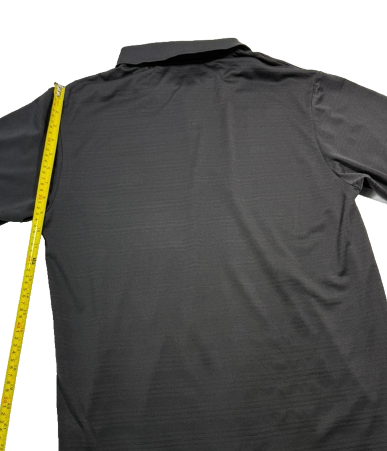 Adidas Men's Black Golf Polo Shirt Climalite Textured Stripe Logo Size L