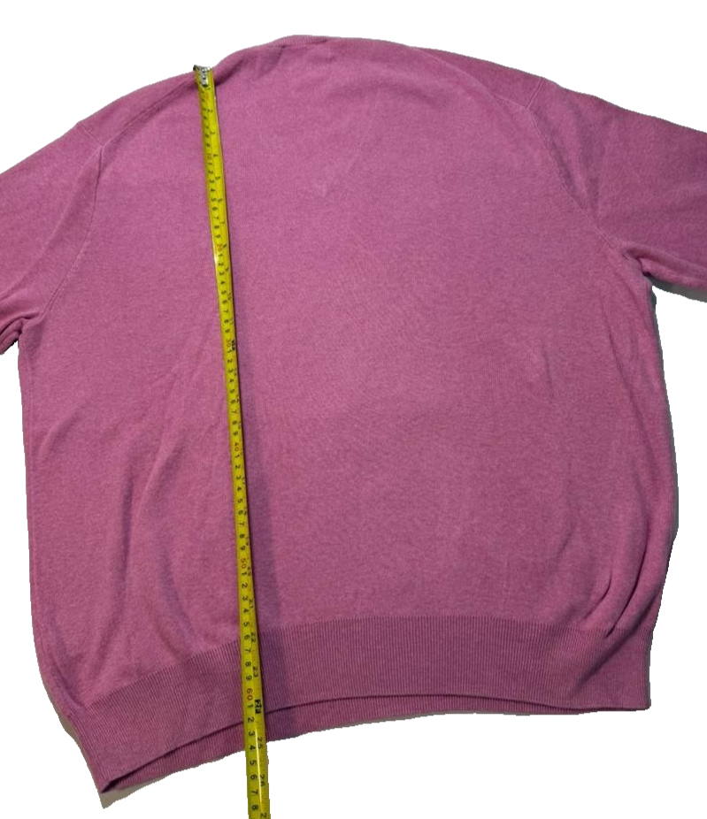 Polo Ralph Lauren Men's Pink V-Neck 100% Pima Cotton Knit Sweater Pullover L