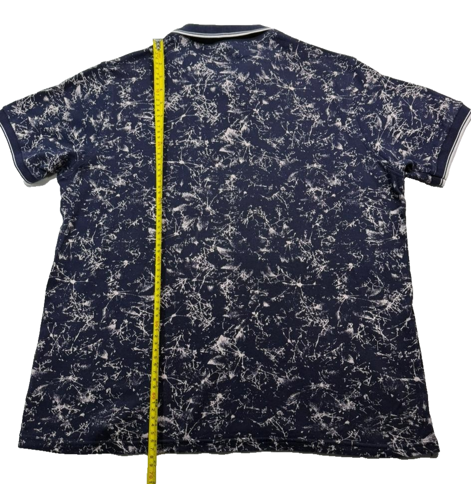 Men's Hugo Boss Navy Blue And White Splatter Print Polo Shirt XL
