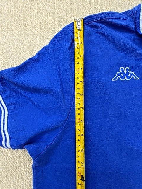 Kappa Men's Blue Polo Shirt Medium Cotton Italy White Piping