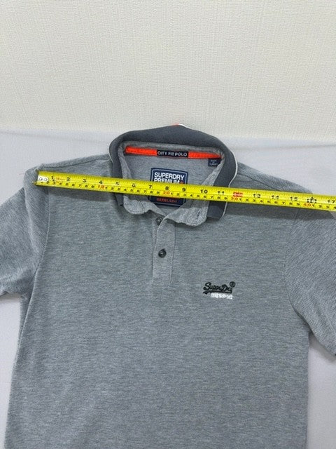 Superdry Premium City Polo Grey Small Short Sleeve Men's City Fit Pique