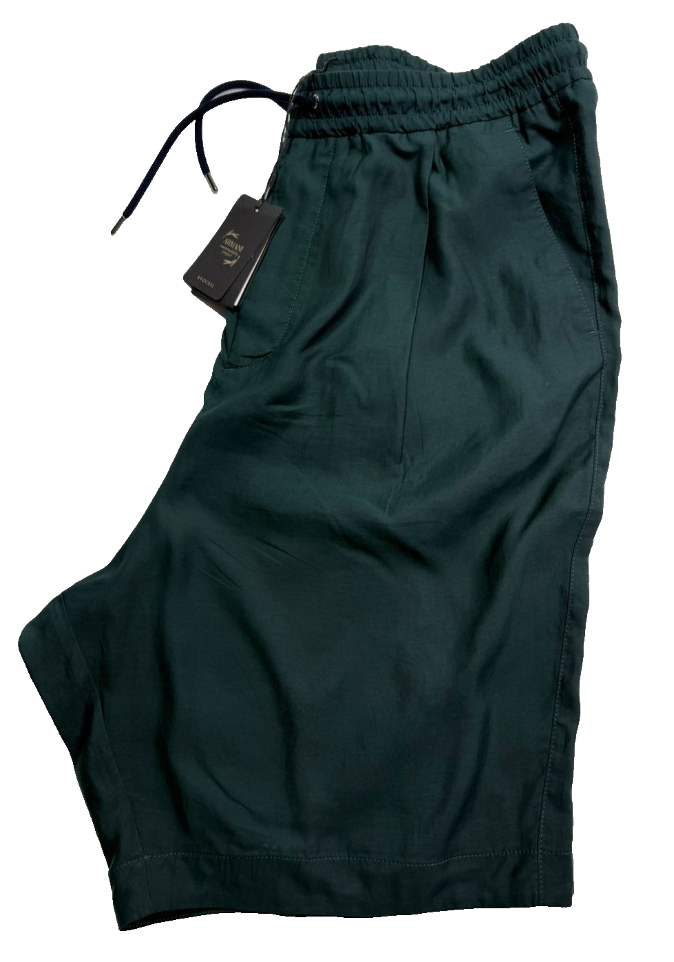 BNWT Giorgio Armani Men's Dark Green Drawstring Bermuda - Size 52