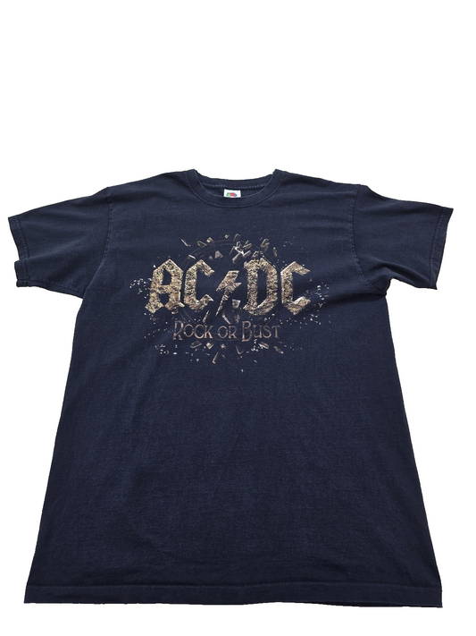 Fruit of the Loom Men's Navy T-Shirt – Size M, Distressed, Short Sleeve
