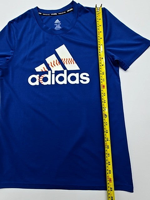 Adidas Boys Blue Logo T-Shirt Size 14/16 Tagless Regular
