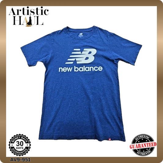 New Balance Men's Blue T-Shirt – Size M, Short Sleeve, Crew Neck