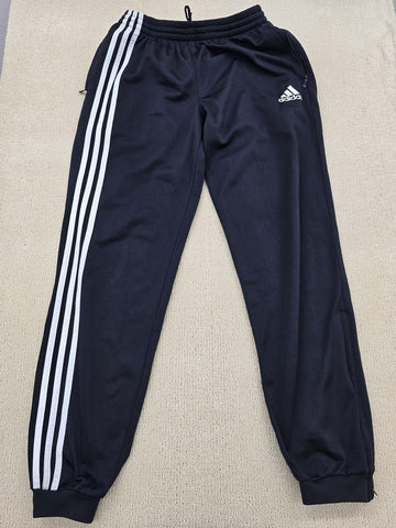 Adidas Men's XL Black Stripe Track Pants Drawstring Polyester