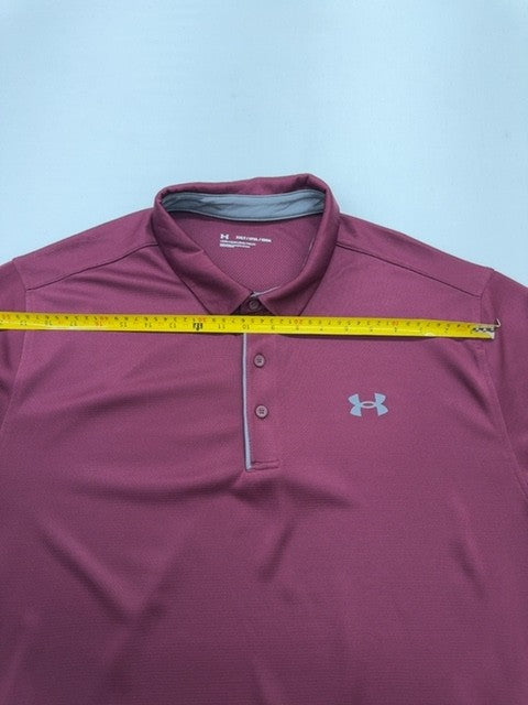 Under Armour Men's Burgundy Long Sleeve Polo Big & Tall XXL Loose
