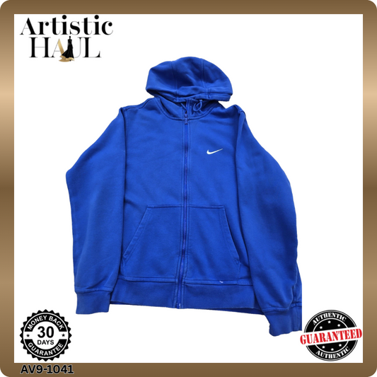 Nike Unisex Blue Hoodie – Size L, Full Zip