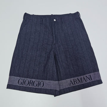 Giorgio Armani Cotton Bermuda Logo Shorts In Jacquard Navy 54 Bnwt