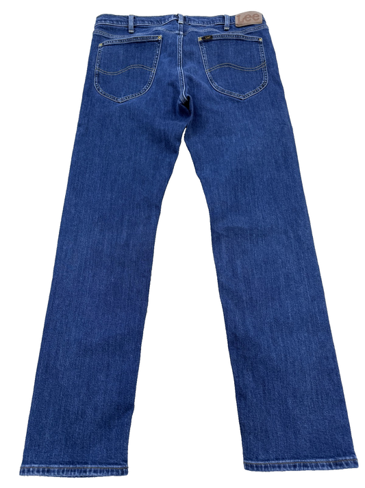 Lee Men's Slim Straight Blue Jeans W36 L32 Stretch Zip Fly