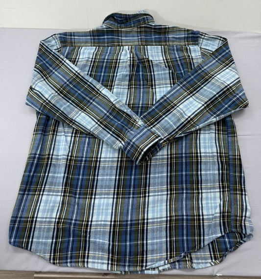 Gap Men's Blue Multi Plaid Flannel Button-Down Shirt XXL Relaxed Fit