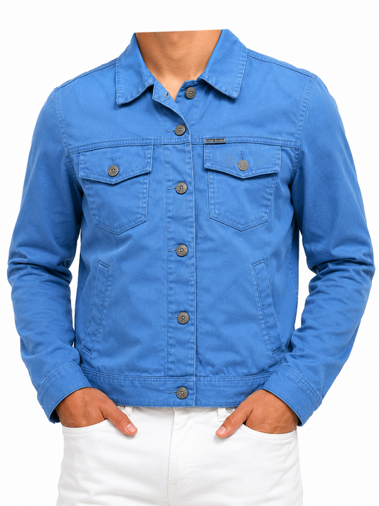 Coats Boys Light Blue Utility Jacket Size Regular Canvas Cropped Button Front