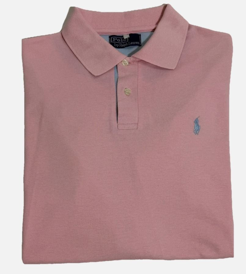 Ralph Lauren Men's Polo Shirt Pink Short Sleeve Cotton Size L