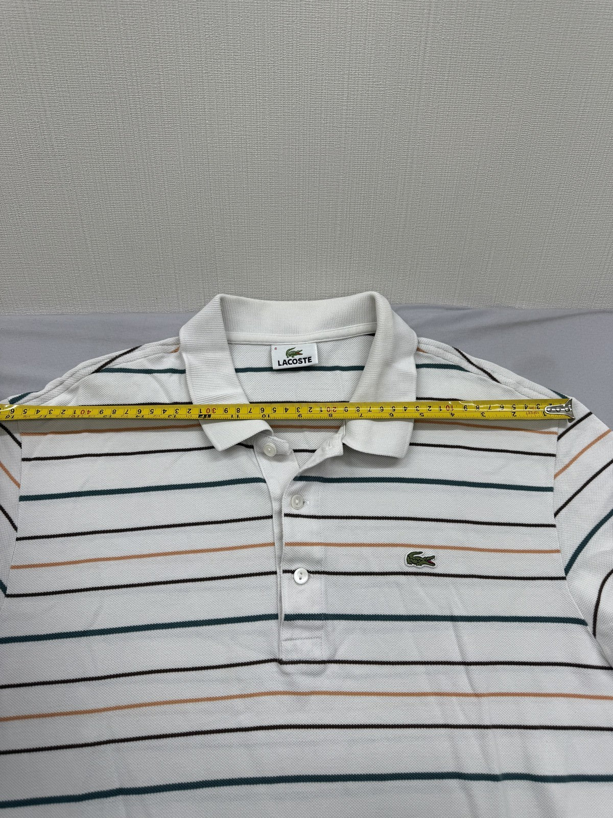 Lacoste Men's White Striped Short Sleeve Polo Shirt 5191L Cotton
