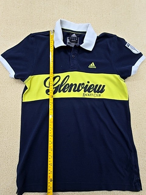 Adidas Navy Striped Golf Polo Shirt Men's Short Sleeve