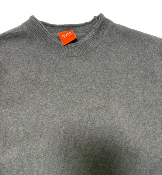 Hugo Boss Men's Gray Sweater – Size L, Crew Neck, Wool