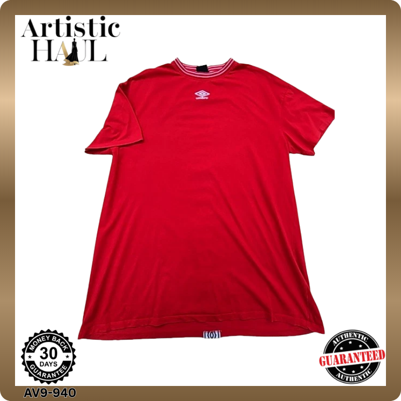 Umbro Red Cotton Crewneck T-Shirt Men's M Short Sleeve Ribbed