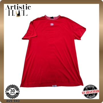 Umbro Red Cotton Crewneck T-Shirt Men's M Short Sleeve Ribbed
