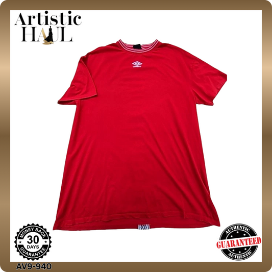 Umbro Men's Red T-Shirt – Size M, Short Sleeve, Crew Neck