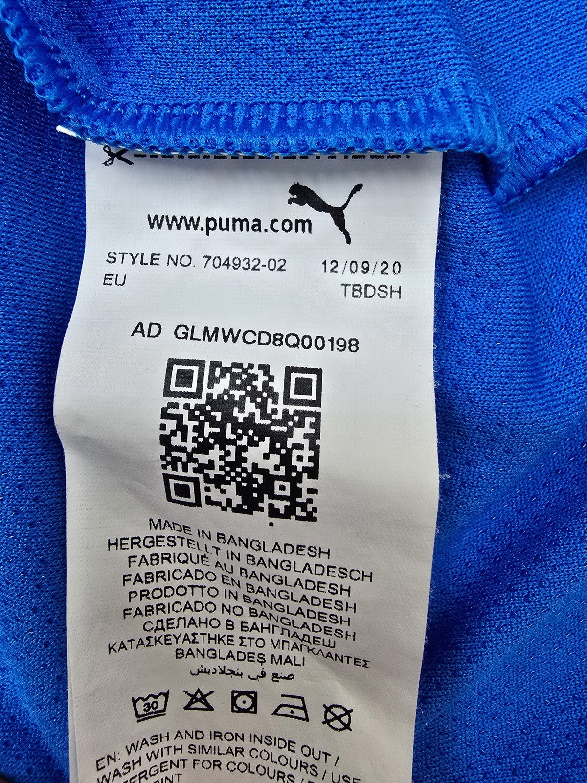 Puma Blue Soccer Jersey XL Short Sleeve Crewneck Unisex
