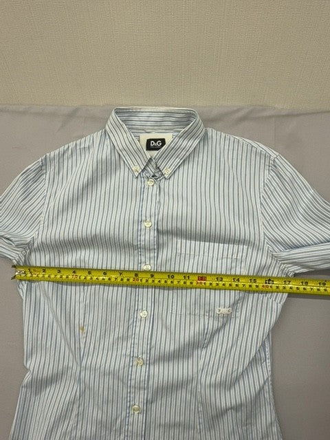 Dolce & Gabbana Men's L Light Blue Striped Cotton Button-Down Shirt